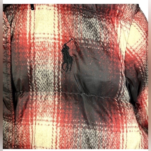 Polo Ralph Lauren Women's Carly Red Plaid‎ Down Puffer winter coat Jacket size M - Picture 10 of 10